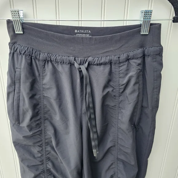 Athleta Black Joggers Rushed Sides With Pockets Womens Size 2 - Picture 3 of 4